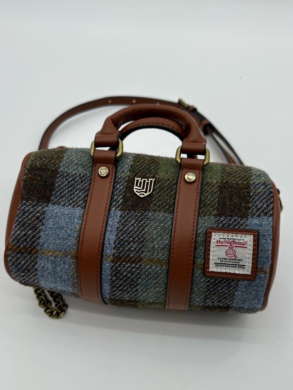 Harris Tweed Wool cross body Bag in Brown & Green